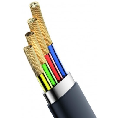 Кабель USB BASEUS Simple HW, USB - Type-C, 5А, 23 см, золотой+синий Кабель USB BASEUS Simple HW, USB - Type-C, 5А, 23 см, золотой+синий