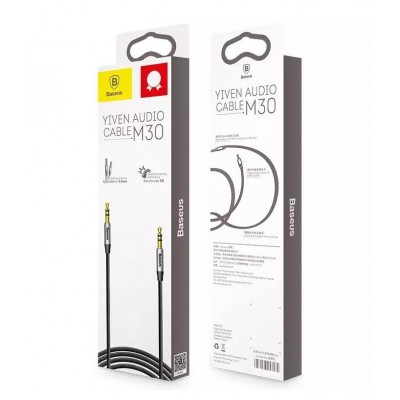 Аудио-кабель BASEUS M30 Yiven, AUX, Jack 3,5 - Jack 3,5, 1 м, серебряный+черный Аудио-кабель BASEUS M30 Yiven, AUX, Jack 3,5 - Jack 3,5, 1 м, серебряный+черный