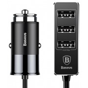 Автомобильное зарядное устройство BASEUS Enjoy Together, USB + разветвитель 3*USB, 5.5A, черный