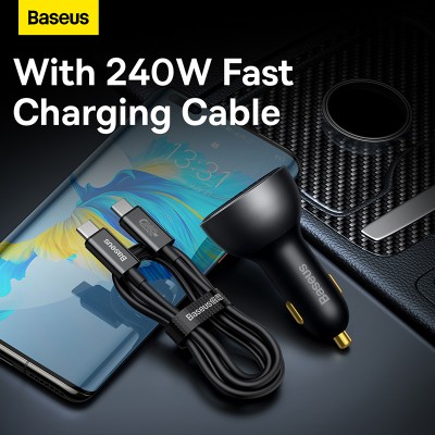 Автомобильное зарядное устройство BASEUS Digital Display PD3.1 Dual Fast Charge 140W, USB+Type-C + Кабель Type-C-Type-C, Автомобильное зарядное устройство BASEUS Digital Display PD3.1 Dual Fast Charge 140W, USB+Type-C + Кабель Type-C-Type-C,