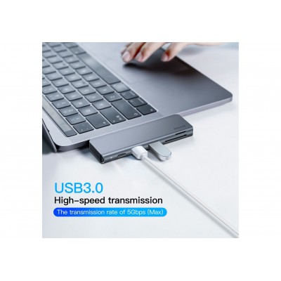 Переходник/Адаптер BASEUS UCN3266, Разветвитель, Type-C - 2xUSB3.0 + HDMI + PD + TF/SD, серый Переходник/Адаптер BASEUS UCN3266, Разветвитель, Type-C - 2xUSB3.0 + HDMI + PD + TF/SD, серый