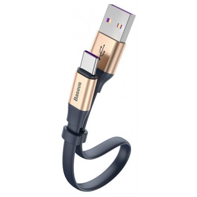 Кабель USB BASEUS Simple HW, USB - Type-C, 5А, 23 см, золотой+синий Кабель USB BASEUS Simple HW, USB - Type-C, 5А, 23 см, золотой+синий