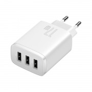 Зарядное устройство BASEUS Compact Charger 3U 3*USB, 3.4A, 17W, белый
