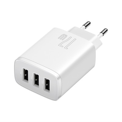 Зарядное устройство BASEUS Compact Charger 3U 3*USB, 3.4A, 17W, белый Зарядное устройство BASEUS Compact Charger 3U 3*USB, 3.4A, 17W, белый