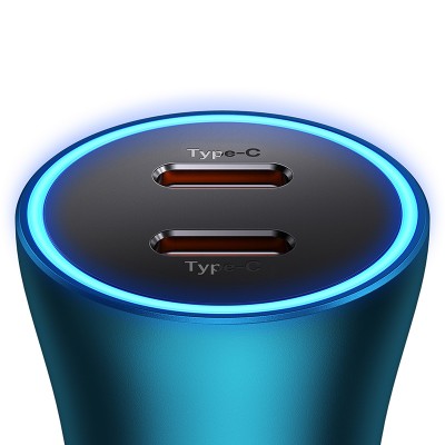 Автомобильное зарядное устройство BASEUS Golden Contactor Max Dual Fast Charger, 2*USB-C, 5A, 40W, синий Автомобильное зарядное устройство BASEUS Golden Contactor Max Dual Fast Charger, 2*USB-C, 5A, 40W, синий