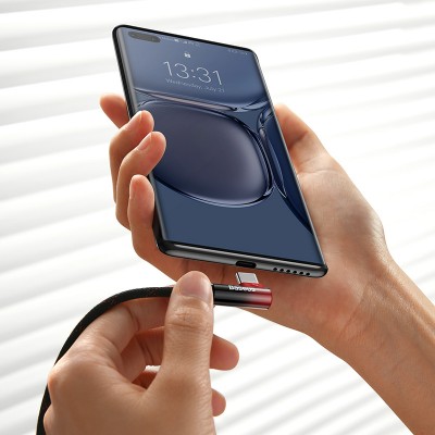Кабель USB-C BASEUS MVP 2 Elbow-shaped Fast Charging, Type-C - Type-C, 100W, 2 м, черно-красный, угловой Кабель USB-C BASEUS MVP 2 Elbow-shaped Fast Charging, Type-C - Type-C, 100W, 2 м, черно-красный, угловой