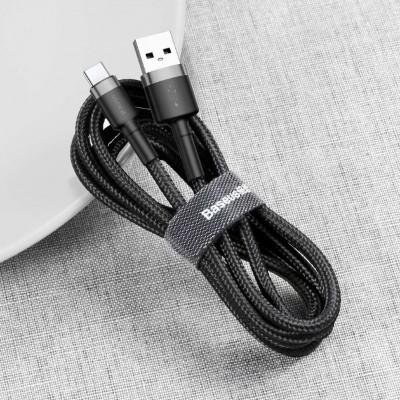 Кабель USB BASEUS Cafule, USB - Type-C, 2А, 2 м, серый+черный Кабель USB BASEUS Cafule, USB - Type-C, 2А, 2 м, серый+черный