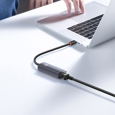 Переходник/Адаптер BASEUS Lite Series Ethernet Adapter (Aluminum Alloy), Type-C - RJ45 (100Mbps), серый Переходник/Адаптер BASEUS Lite Series Ethernet Adapter (Aluminum Alloy), Type-C - RJ45 (100Mbps), серый