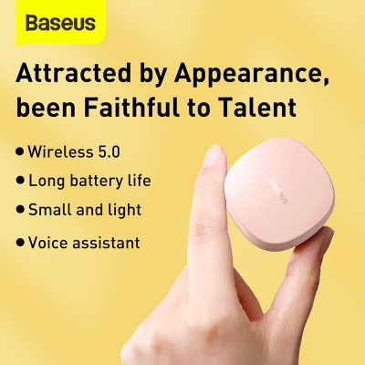 Беспроводные наушники BASEUS Encok WM01, Bluetooth, 40 мАч, розовый, Type-C Беспроводные наушники BASEUS Encok WM01, Bluetooth, 40 мАч, розовый, Type-C