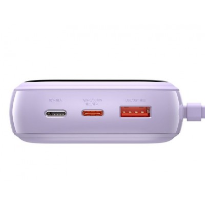 Портативный аккумулятор BASEUS Qpow Digital Display, 3A, 20000 мА⋅ч, фиолетовый, с кабелем Type-C Портативный аккумулятор BASEUS Qpow Digital Display, 3A, 20000 мА⋅ч, фиолетовый, с кабелем Type-C