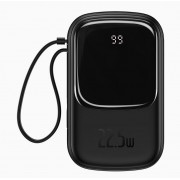 Портативный аккумулятор BASEUS Qpow Digital Display, 3A, 20000 мА⋅ч, черный, с кабелем Type-C