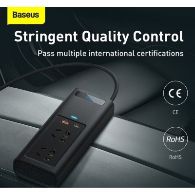 Автомобильный инвертор BASEUS In-car Inverter CN/EU, черный, 150W Автомобильный инвертор BASEUS In-car Inverter CN/EU, черный, 150W