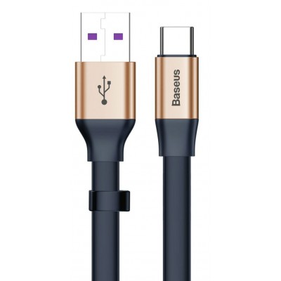 Кабель USB BASEUS Simple HW, USB - Type-C, 5А, 23 см, золотой+синий Кабель USB BASEUS Simple HW, USB - Type-C, 5А, 23 см, золотой+синий
