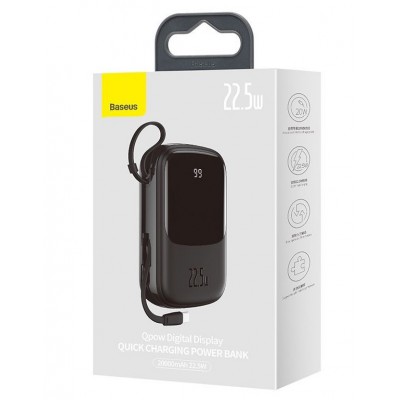 Портативный аккумулятор BASEUS Qpow Digital Display, 3A, 20000 мА⋅ч, черный, с кабелем Type-C Портативный аккумулятор BASEUS Qpow Digital Display, 3A, 20000 мА⋅ч, черный, с кабелем Type-C