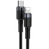 Кабель USB-C BASEUS Cafule, Type-C - Lightning, 2.4А, 18W, 1 м, серый+черный Кабель USB-C BASEUS Cafule, Type-C - Lightning, 2.4А, 18W, 1 м, серый+черный