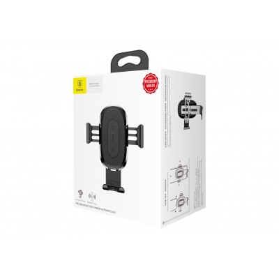 Автомобильный держатель BASEUS Gravity Car, с беспроводной зарядкой, 2A, 10W, черный, на воздуховод Автомобильный держатель BASEUS Gravity Car, с беспроводной зарядкой, 2A, 10W, черный, на воздуховод