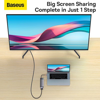 Переходник/Адаптер BASEUS Starjoy Series 7-in-1, Разветвитель, Type-C - 3xUSB3.0+ HDMI+PD+RJ45+VGA, серый Переходник/Адаптер BASEUS Starjoy Series 7-in-1, Разветвитель, Type-C - 3xUSB3.0+ HDMI+PD+RJ45+VGA, серый
