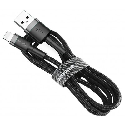Кабель USB BASEUS Cafule, USB - Lightning, 1.5А, 2 м, серый+черный Кабель USB BASEUS Cafule, USB - Lightning, 1.5А, 2 м, серый+черный