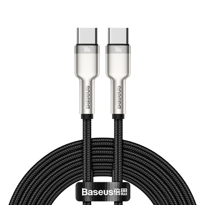 Кабель USB-C BASEUS Cafule Series Metal, Type-C - Type-C, 5A, 100W, 2 м, черный Кабель USB-C BASEUS Cafule Series Metal, Type-C - Type-C, 5A, 100W, 2 м, черный