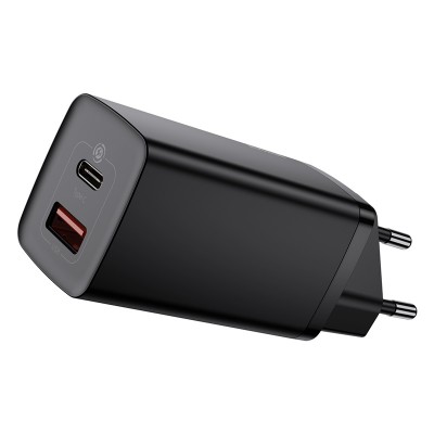 Зарядное устройство BASEUS GaN2 lite USB+USB-C, 3A, 65W, черный Зарядное устройство BASEUS GaN2 lite USB+USB-C, 3A, 65W, черный