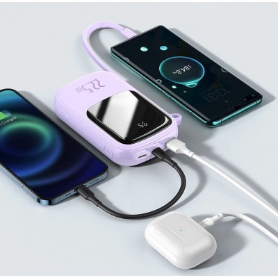 Портативный аккумулятор BASEUS Qpow Digital Display, 3A, 20000 мА⋅ч, фиолетовый, с кабелем Type-C Портативный аккумулятор BASEUS Qpow Digital Display, 3A, 20000 мА⋅ч, фиолетовый, с кабелем Type-C