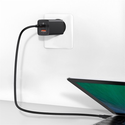 Зарядное устройство BASEUS GaN2 lite USB+USB-C, 3A, 65W, черный Зарядное устройство BASEUS GaN2 lite USB+USB-C, 3A, 65W, черный