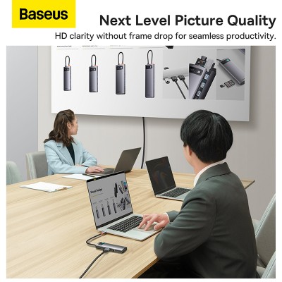 Переходник/Адаптер BASEUS Starjoy Series 7-in-1, Разветвитель, Type-C - 3xUSB3.0+ HDMI+PD+RJ45+VGA, серый Переходник/Адаптер BASEUS Starjoy Series 7-in-1, Разветвитель, Type-C - 3xUSB3.0+ HDMI+PD+RJ45+VGA, серый