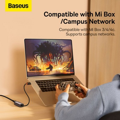 Переходник/Адаптер BASEUS Lite Series Ethernet Adapter (Aluminum Alloy), Type-C - RJ45 (100Mbps), серый Переходник/Адаптер BASEUS Lite Series Ethernet Adapter (Aluminum Alloy), Type-C - RJ45 (100Mbps), серый