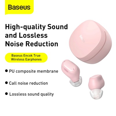Беспроводные наушники BASEUS Encok WM01, Bluetooth, 40 мАч, розовый, Type-C Беспроводные наушники BASEUS Encok WM01, Bluetooth, 40 мАч, розовый, Type-C