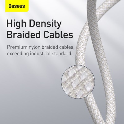 Кабель USB-C BASEUS High Density Braided, Type-C - Lightning, 20W, 2 м, белый Кабель USB-C BASEUS High Density Braided, Type-C - Lightning, 20W, 2 м, белый