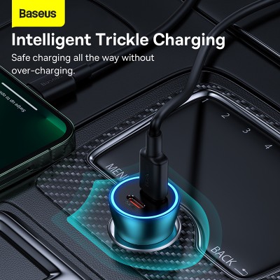 Автомобильное зарядное устройство BASEUS Golden Contactor Max Dual Fast Charger, 2*USB-C, 5A, 40W, синий Автомобильное зарядное устройство BASEUS Golden Contactor Max Dual Fast Charger, 2*USB-C, 5A, 40W, синий
