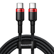Кабель USB-C BASEUS Cafule, Type-C - Type-C, 5A, 100W, 2 м, красный+черный