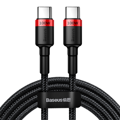 Кабель USB-C BASEUS Cafule, Type-C - Type-C, 5A, 100W, 2 м, красный+черный Кабель USB-C BASEUS Cafule, Type-C - Type-C, 5A, 100W, 2 м, красный+черный