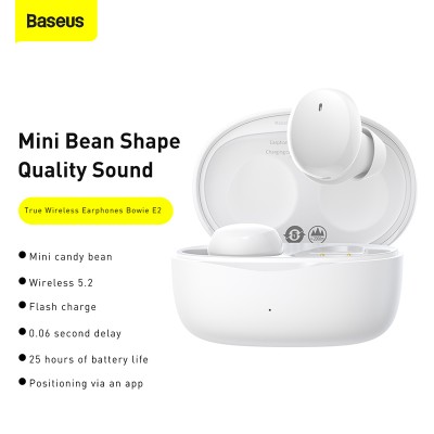 Беспроводные наушники BASEUS Bowie E2, Bluetooth, 40 мАч, белый Беспроводные наушники BASEUS Bowie E2, Bluetooth, 40 мАч, белый