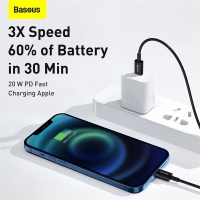 Кабель USB-C BASEUS Superior Series Fast Charging, Type-C - Lightning, 20W, 1 м, черный Кабель USB-C BASEUS Superior Series Fast Charging, Type-C - Lightning, 20W, 1 м, черный