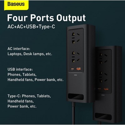 Автомобильный инвертор BASEUS In-car Inverter CN/EU, черный, 150W Автомобильный инвертор BASEUS In-car Inverter CN/EU, черный, 150W