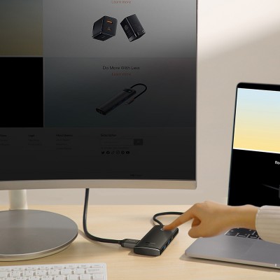 Переходник/Адаптер BASEUS Lite Series 6-Port, Разветвитель, Type-C - 2*USB3.0+HDMI+Type-C Data+SD/TF, черный Переходник/Адаптер BASEUS Lite Series 6-Port, Разветвитель, Type-C - 2*USB3.0+HDMI+Type-C Data+SD/TF, черный