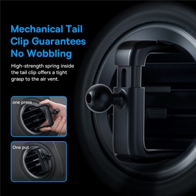 Автомобильный держатель BASEUS Metal AgeⅡ Gravity Car Mount (Round Air Vent Version), темно-серый, на воздуховод Автомобильный держатель BASEUS Metal AgeⅡ Gravity Car Mount (Round Air Vent Version), темно-серый, на воздуховод