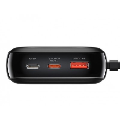 Портативный аккумулятор BASEUS Qpow Digital Display, 3A, 20000 мА⋅ч, черный, с кабелем Type-C Портативный аккумулятор BASEUS Qpow Digital Display, 3A, 20000 мА⋅ч, черный, с кабелем Type-C