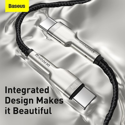 Кабель USB-C BASEUS Cafule Series Metal, Type-C - Type-C, 5A, 100W, 2 м, черный Кабель USB-C BASEUS Cafule Series Metal, Type-C - Type-C, 5A, 100W, 2 м, черный