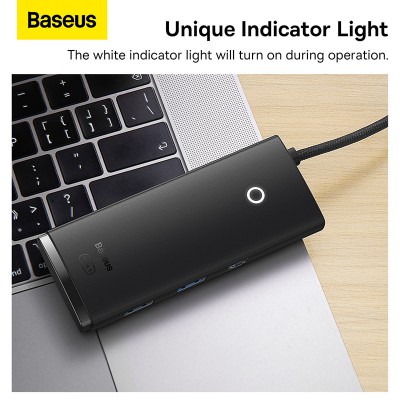 Переходник/Адаптер BASEUS Lite Series 6-Port, Разветвитель, Type-C - 2*USB3.0+HDMI+Type-C Data+SD/TF, черный Переходник/Адаптер BASEUS Lite Series 6-Port, Разветвитель, Type-C - 2*USB3.0+HDMI+Type-C Data+SD/TF, черный