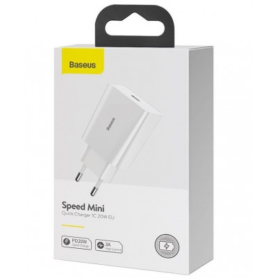 Зарядное устройство BASEUS Speed Mini USB-C, 3A, белый, 20W Зарядное устройство BASEUS Speed Mini USB-C, 3A, белый, 20W
