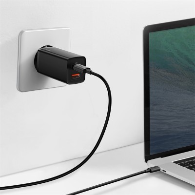 Зарядное устройство BASEUS GaN2 lite USB+USB-C, 3A, 65W, черный Зарядное устройство BASEUS GaN2 lite USB+USB-C, 3A, 65W, черный