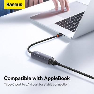 Переходник/Адаптер BASEUS Lite Series Ethernet Adapter (Aluminum Alloy), Type-C - RJ45 (100Mbps), серый Переходник/Адаптер BASEUS Lite Series Ethernet Adapter (Aluminum Alloy), Type-C - RJ45 (100Mbps), серый