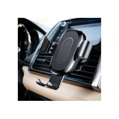 Автомобильный держатель BASEUS Gravity Car, с беспроводной зарядкой, 2A, 10W, черный, на воздуховод Автомобильный держатель BASEUS Gravity Car, с беспроводной зарядкой, 2A, 10W, черный, на воздуховод