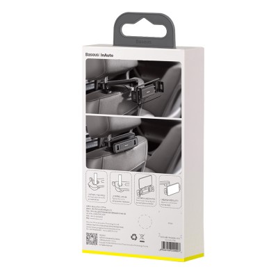 Автомобильный держатель BASEUS Fun Journey Backseat Lazy Bracket, черный, на подголовник Автомобильный держатель BASEUS Fun Journey Backseat Lazy Bracket, черный, на подголовник