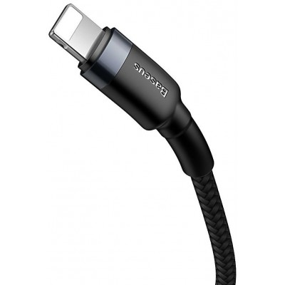 Кабель USB-C BASEUS Cafule, Type-C - Lightning, 2.4А, 18W, 1 м, серый+черный Кабель USB-C BASEUS Cafule, Type-C - Lightning, 2.4А, 18W, 1 м, серый+черный