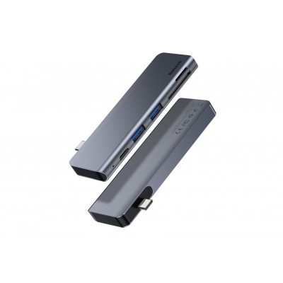 Переходник/Адаптер BASEUS UCN3266, Разветвитель, Type-C - 2xUSB3.0 + HDMI + PD + TF/SD, серый Переходник/Адаптер BASEUS UCN3266, Разветвитель, Type-C - 2xUSB3.0 + HDMI + PD + TF/SD, серый
