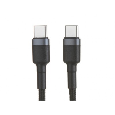 Кабель USB-C BASEUS Cafule, Type-C - Type-C, 3A, 2 м, серый+черный Кабель USB-C BASEUS Cafule, Type-C - Type-C, 3A, 2 м, серый+черный