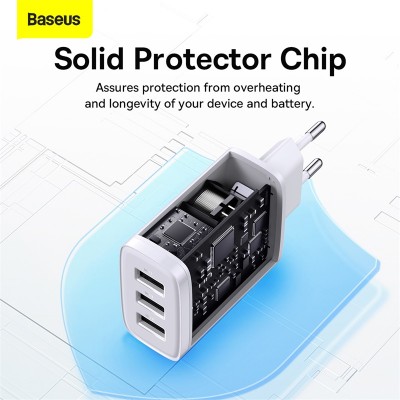 Зарядное устройство BASEUS Compact Charger 3U 3*USB, 3.4A, 17W, белый Зарядное устройство BASEUS Compact Charger 3U 3*USB, 3.4A, 17W, белый